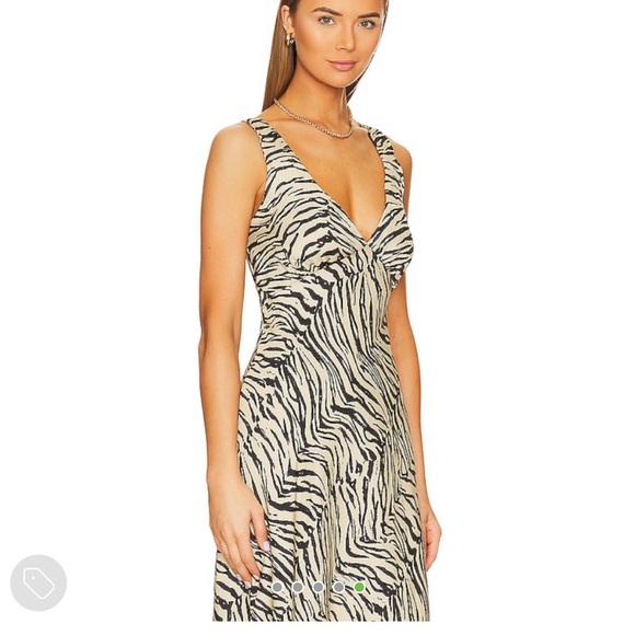 Silk Zebra Midi Dress. WORN ONCE size XS - Picture 3 of 5